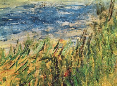 The Banks of the Seine at Champrosay, detail of the water and grass at the centre of the painting, 1876 (detail) by Pierre Auguste Renoir